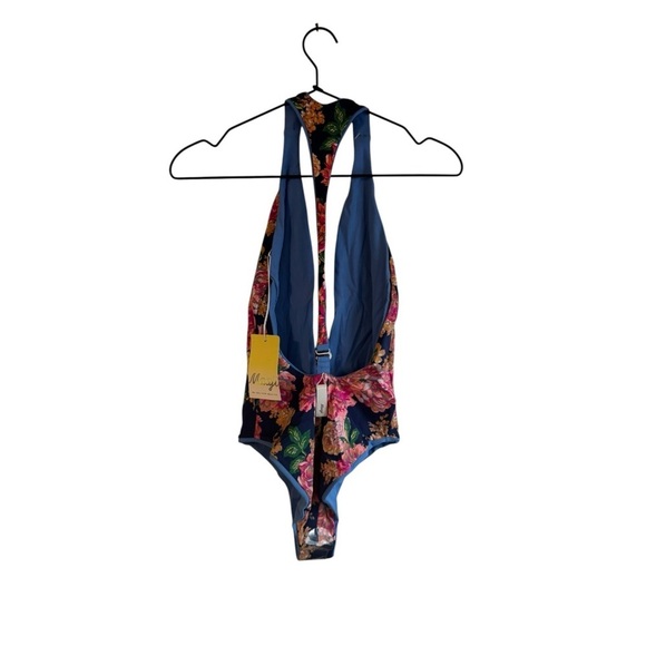 New! Maaji Reversible Cheeky Cut Plunge One Piece - Indigo Blue Tiky‎ - Picture 6 of 9